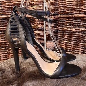 Joe's Jeans Virgil Strappy Leather Pumps Black Ankle Strap Stiletto Heels 5.5